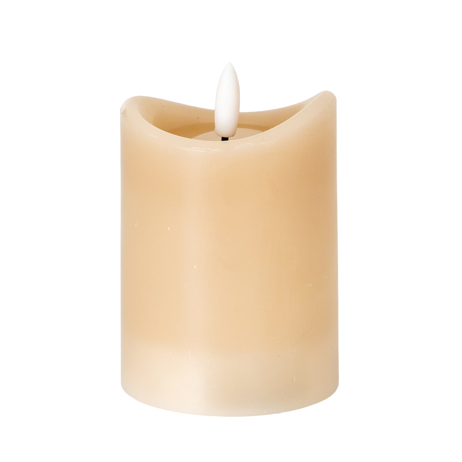Real Flame Effect LED Pillar Candle in Taupe