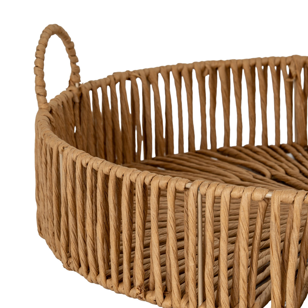 Artisan Woven Wicker Tray with Handles